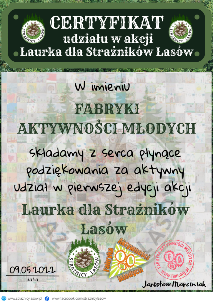 Dyplom Giga Laurka Dla Straznikow Lasow