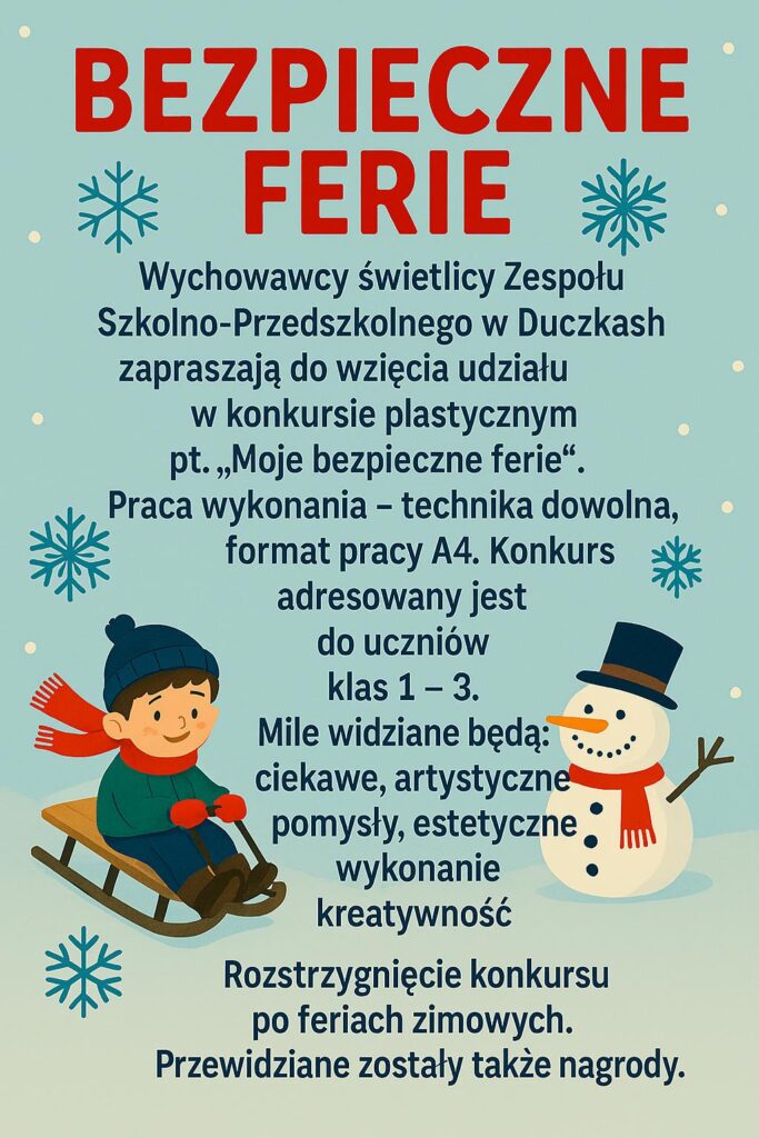 Zdjęcie: KONKURS -„Bezpieczne ferie”