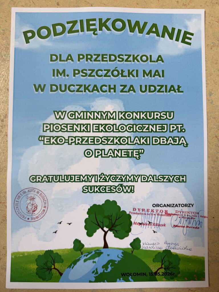 Zdjęcie: KONKURS „EKO PRZEDSZKOLAKI DBAJĄ O PLANETĘ”