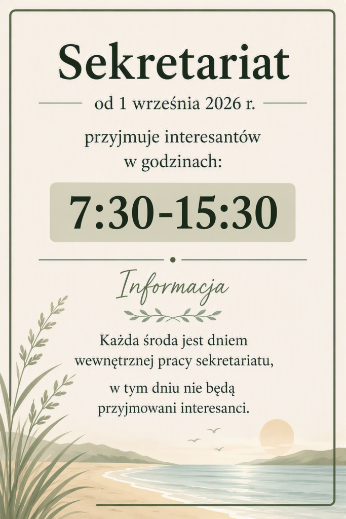 Zdjęcie: Godziny pracy sekretariatu